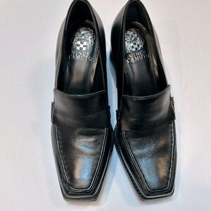 Vince Camuto black loafers with block heel